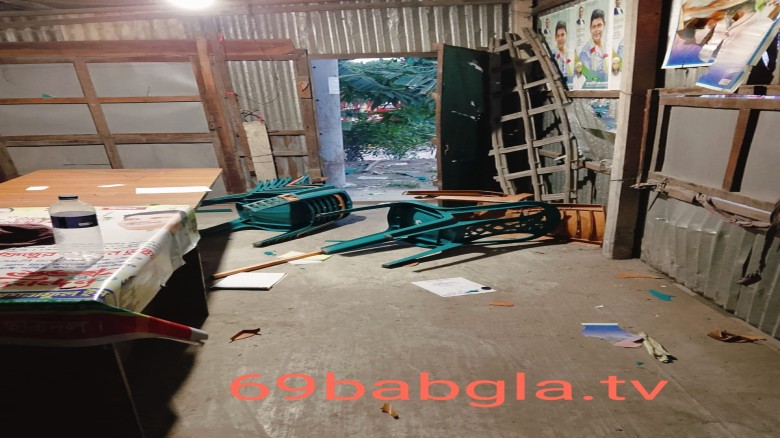 বিএনপি অফিস কার্যালয়ে  হামলা, স্থানীয় সংসদের ছবিসহ আসবাবপত
